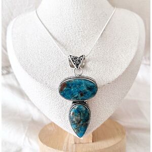 Vintage Style Apatite Necklace 925 Sterling Silver Antique Jewelry gemstone